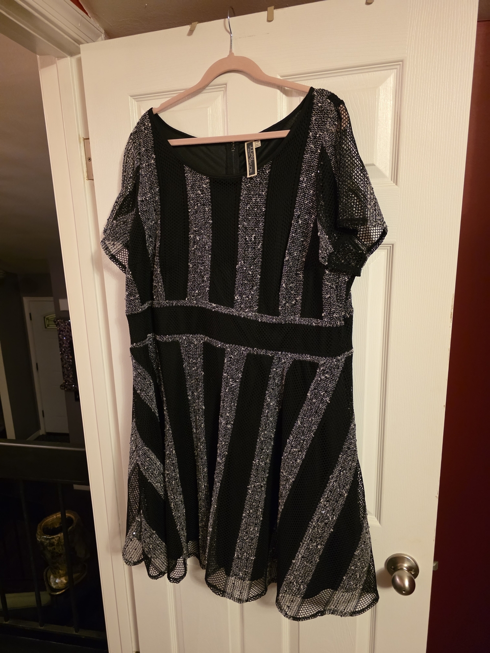 Julian Taylor Black Dress with Silver Stripes